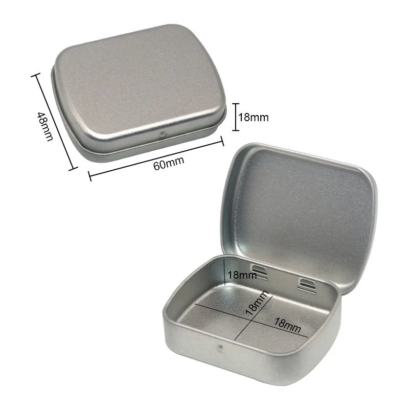 Wholesale Custom Printing Empty Square Tin Case Black Chocolate Mint Embossied Metal Small Hinged Tins Box for Candy