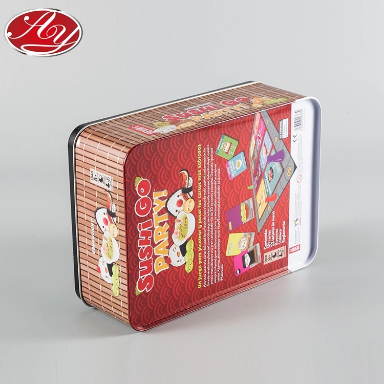 Two-Piece Kitchen School Rectangle Food Sushi Children Lunch Metal Tin Box