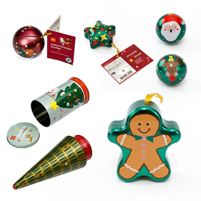 Hot Sale Irregular Shaped Christmas Tin Box Festival Gift Tin Can Star Shaped Candy Chocolate Tin Box