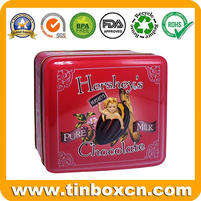 Customized Food Packaging Metal Square Chocolate Tin Box with Embossing