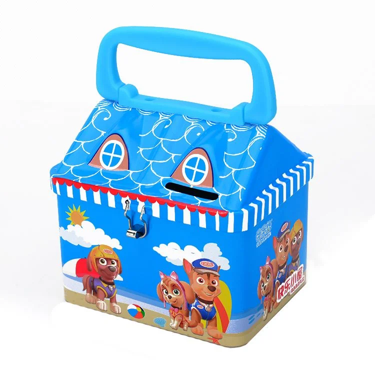 House Shape Cartoon Printing Candy Gift Tin Box with Handle
