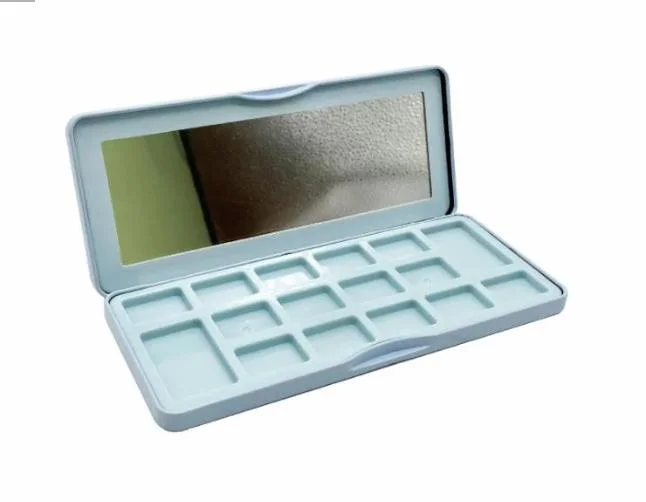Custom Rectangular Eyeshadow Metal Box Tray Cosmetics Portable Metal Tin Box with Mirror