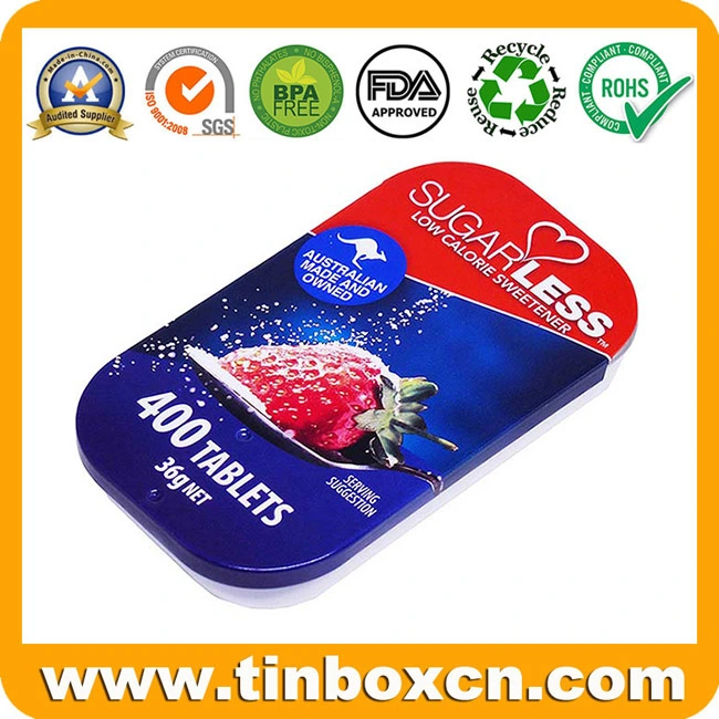Food-Safety Sliding Metal Can Mint Tin Box with Slide Top for Candy Sweets Gum Confectionery