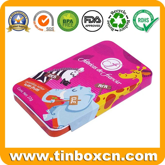 Metal Sliding Metal Mint Tin Box with Slide Top for Candy Sweets