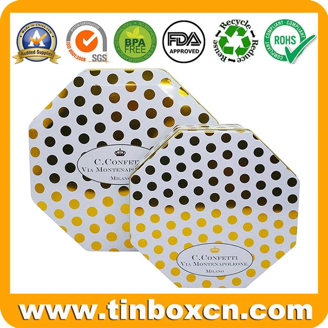 Metal Food Packaging Octangonal Tin Box for Chocolate Gifts