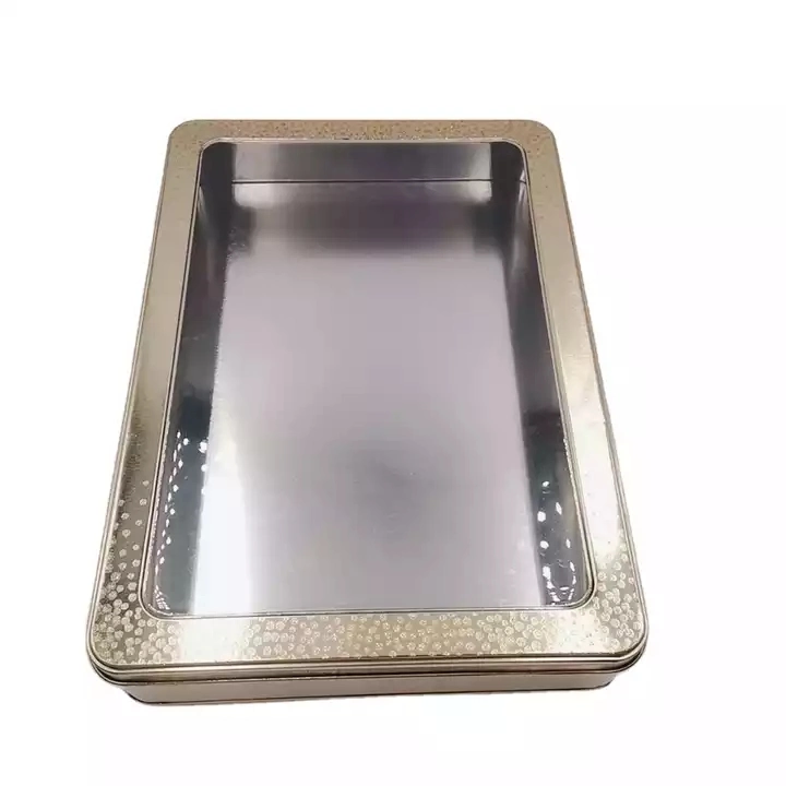 Promotional Metal Custom Print Good Design Food Grade Clear Tin Box with Window