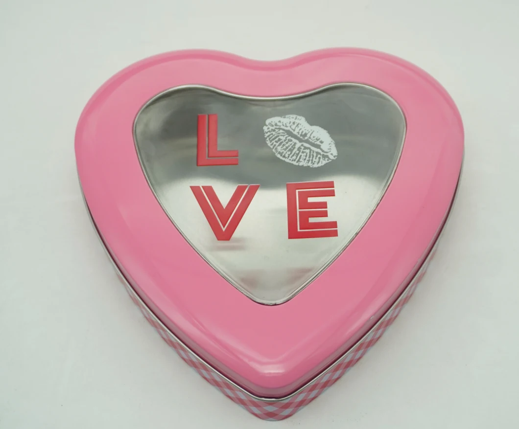 Heart-Shaped with PVC Window Gift Chocolate Candy Valentine′ S Day Tin Box