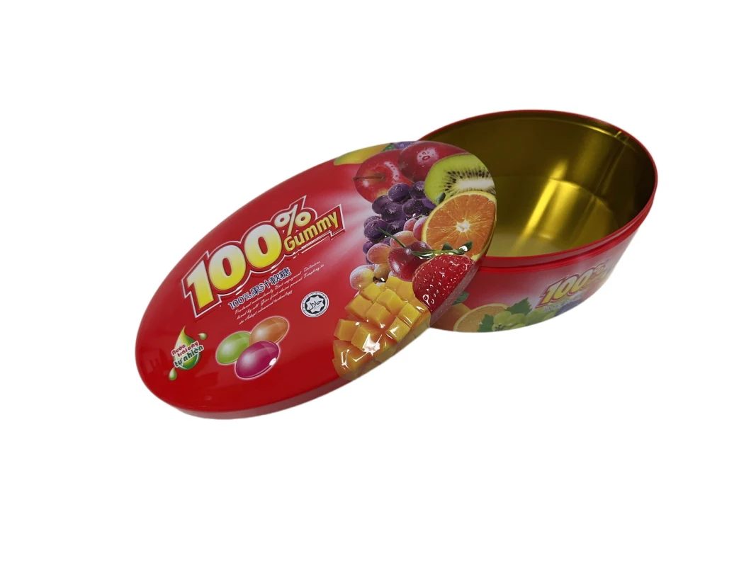 Factory Price Oval Shape Metal Chocolate Tin Christmas Gift Tin Boxes Packaging Cookies Tin Box