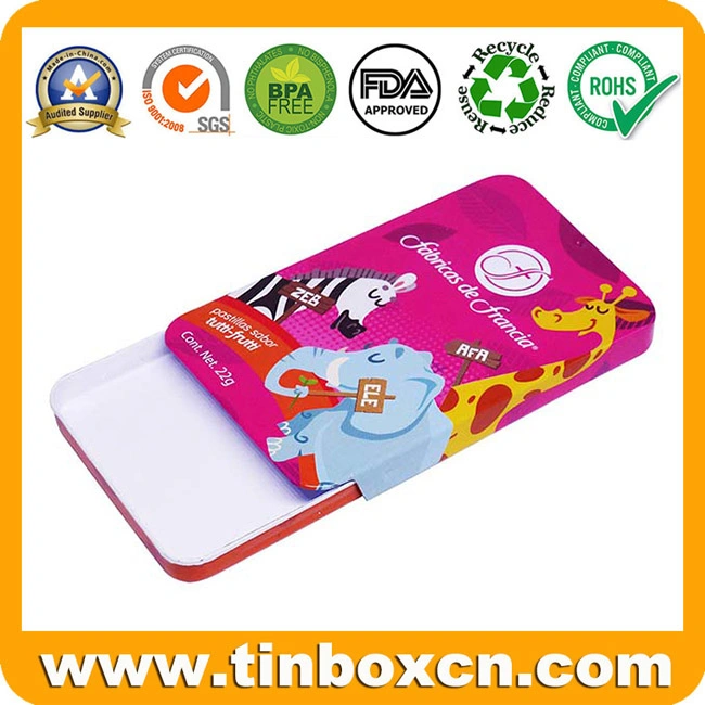 Metal Sliding Metal Mint Tin Box with Slide Top for Candy Sweets