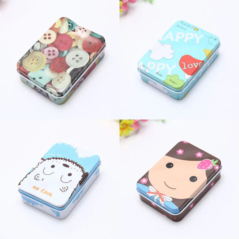Retro Candy Gift Case Metal Storage Can Colorful Cartoon Custom Card Packing Rectangle Tin Boxes