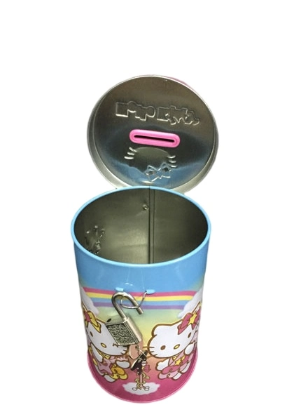 Factory Price Round Piggy Bank Tin Box Chocolate Cookies Coin Tin Can with Lock and Key