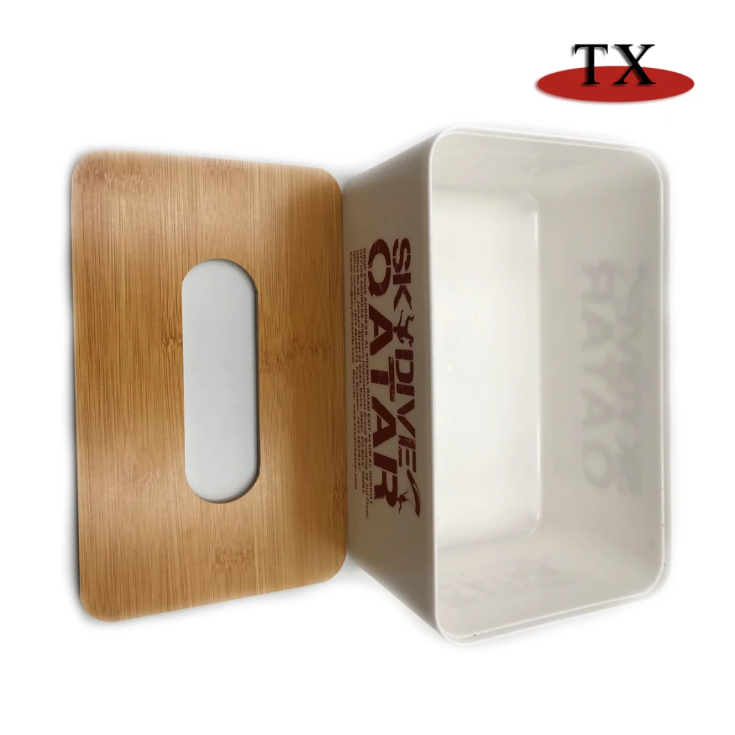 Creative Printed White Table Wood and Plastic Tissue Box